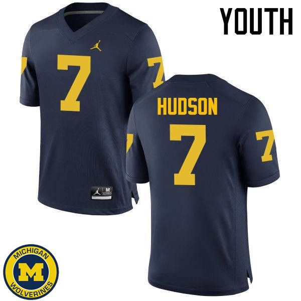 Youth University of Michigan #7 Khaleke Hudson Navy Stitched Football Jersey